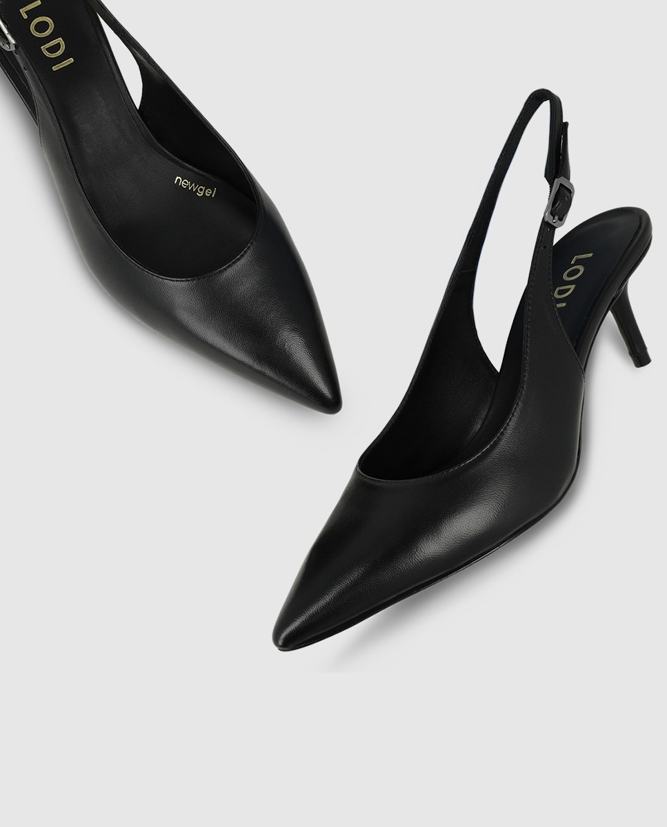 Zapatos de salón destalonados de mujer en piel con tacón - Lodi - Negro Negro-4