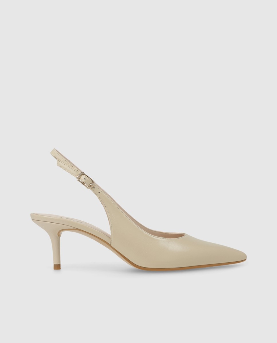 Zapatos de salón destalonados de mujer en piel con tacón - Lodi - Beige Beige-1