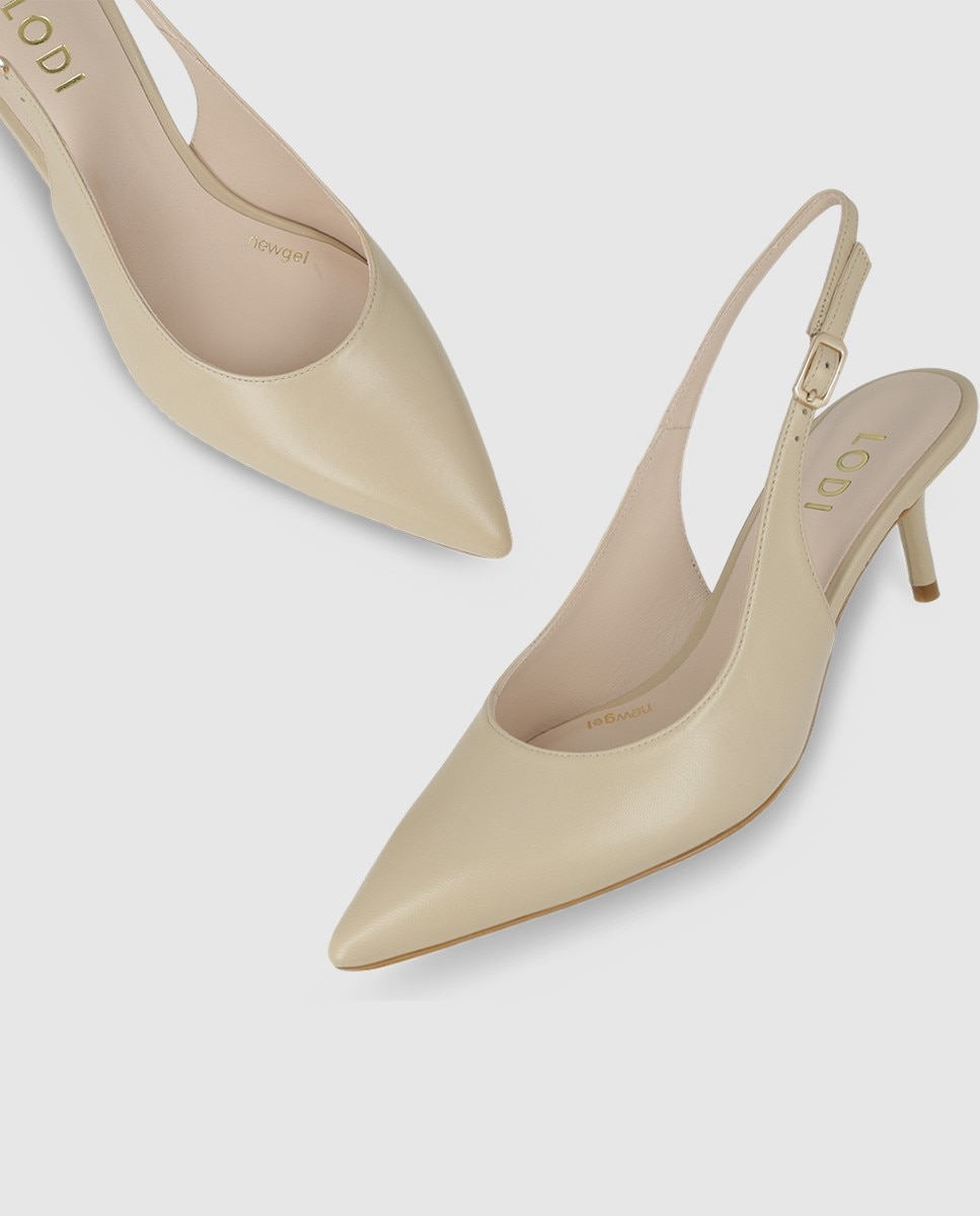 Zapatos de salón destalonados de mujer en piel con tacón - Lodi - Beige Beige-4