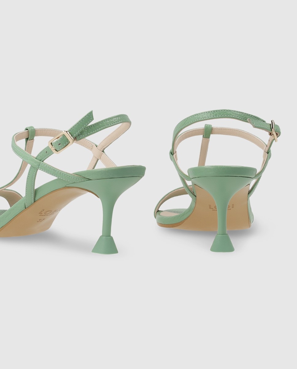Sandalias de mujer con tacón en piel - Lodi - Verde Verde-3