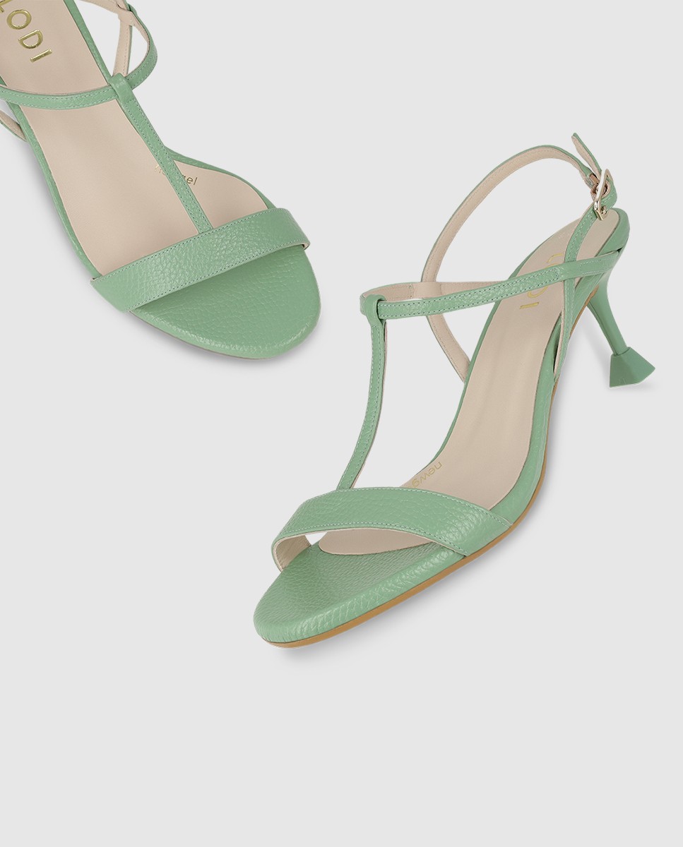 Sandalias de mujer con tacón en piel - Lodi - Verde Verde-4
