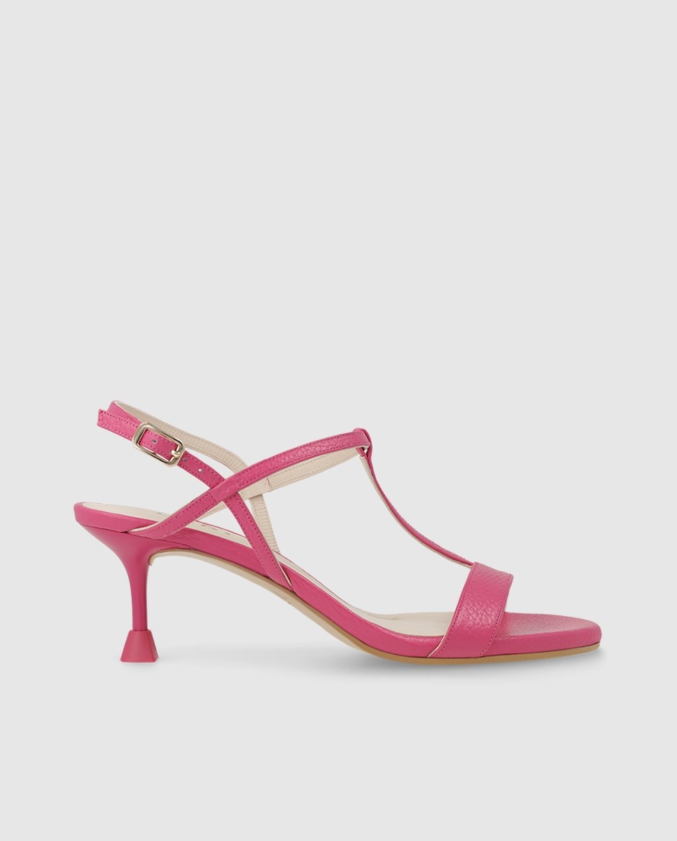 Sandalias de mujer con tacón en piel - Lodi - Rosa Rosa-1