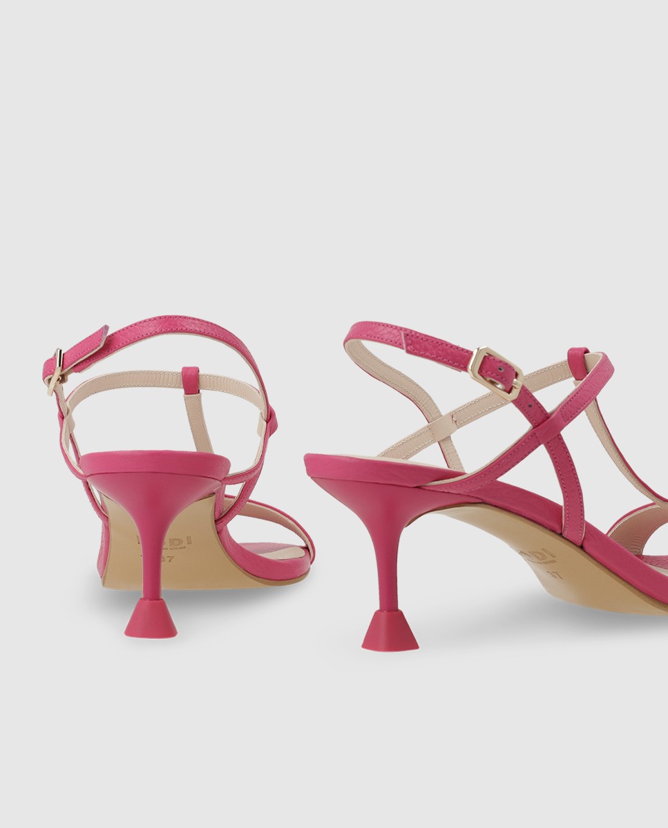 Sandalias de mujer con tacón en piel - Lodi - Rosa Rosa-2
