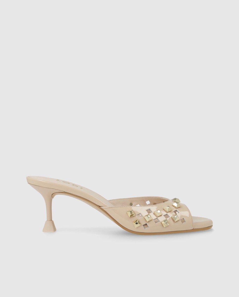Sandalias de mujer en charol con tachas - Lodi - Nude Nude-1
