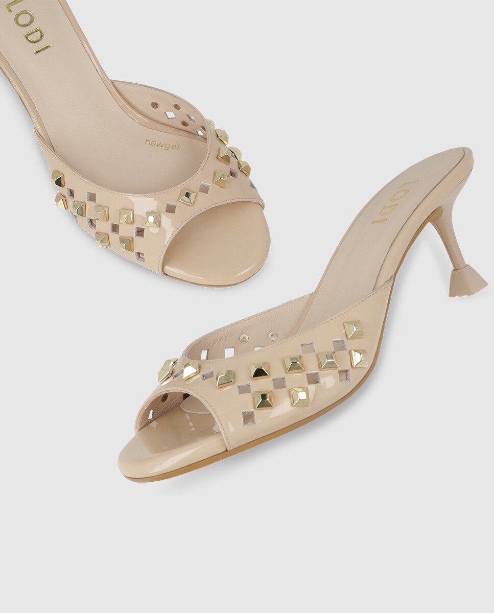 Sandalias de mujer en charol con tachas - Lodi - Nude Nude-4