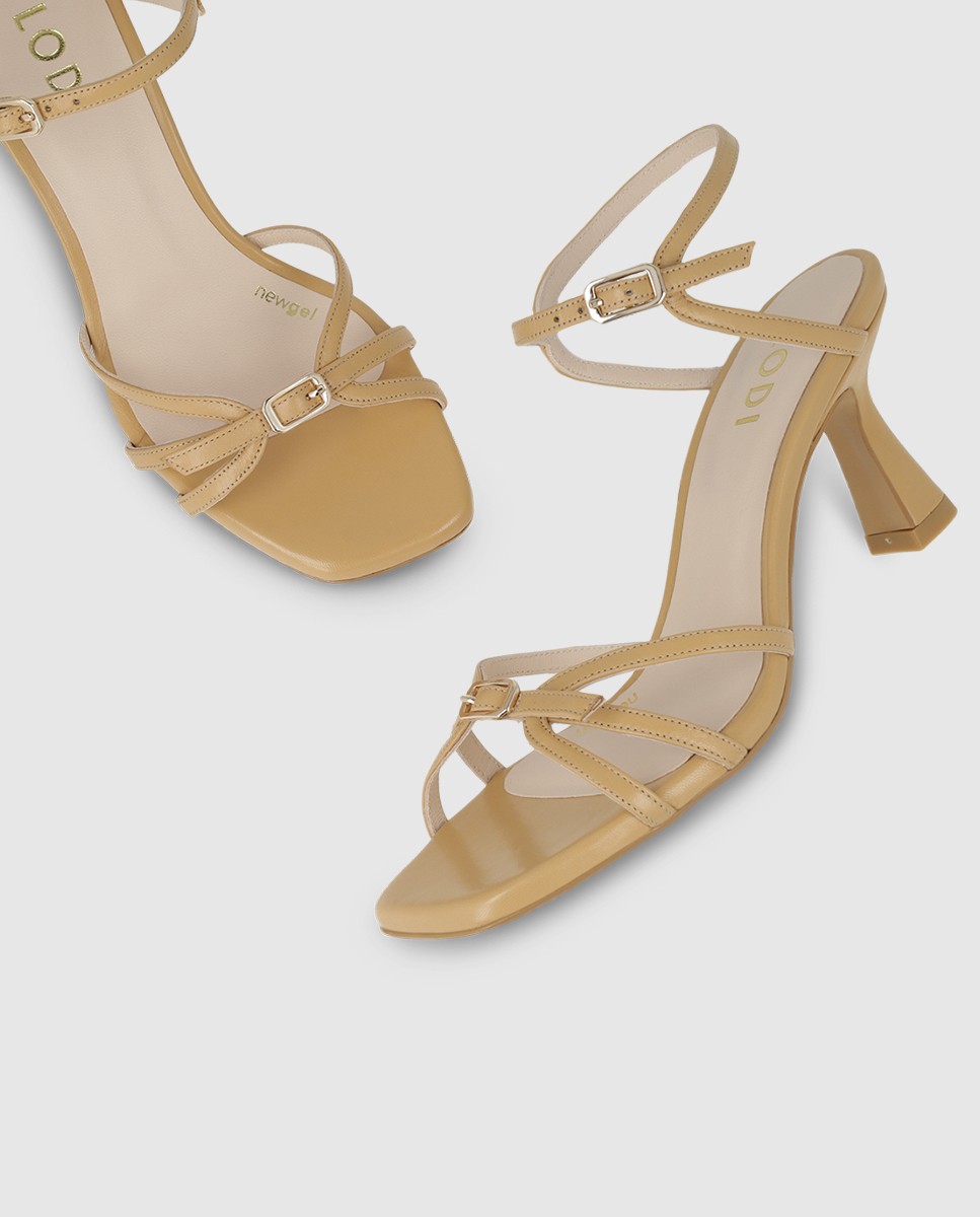 Sandalias de mujer en piel con tacón - Lodi - Marrón Marrón-4