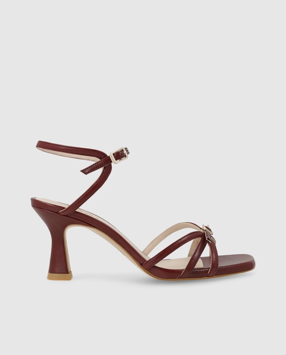 Sandalias de mujer en piel con tacón - Lodi - Burdeos Burdeos-1