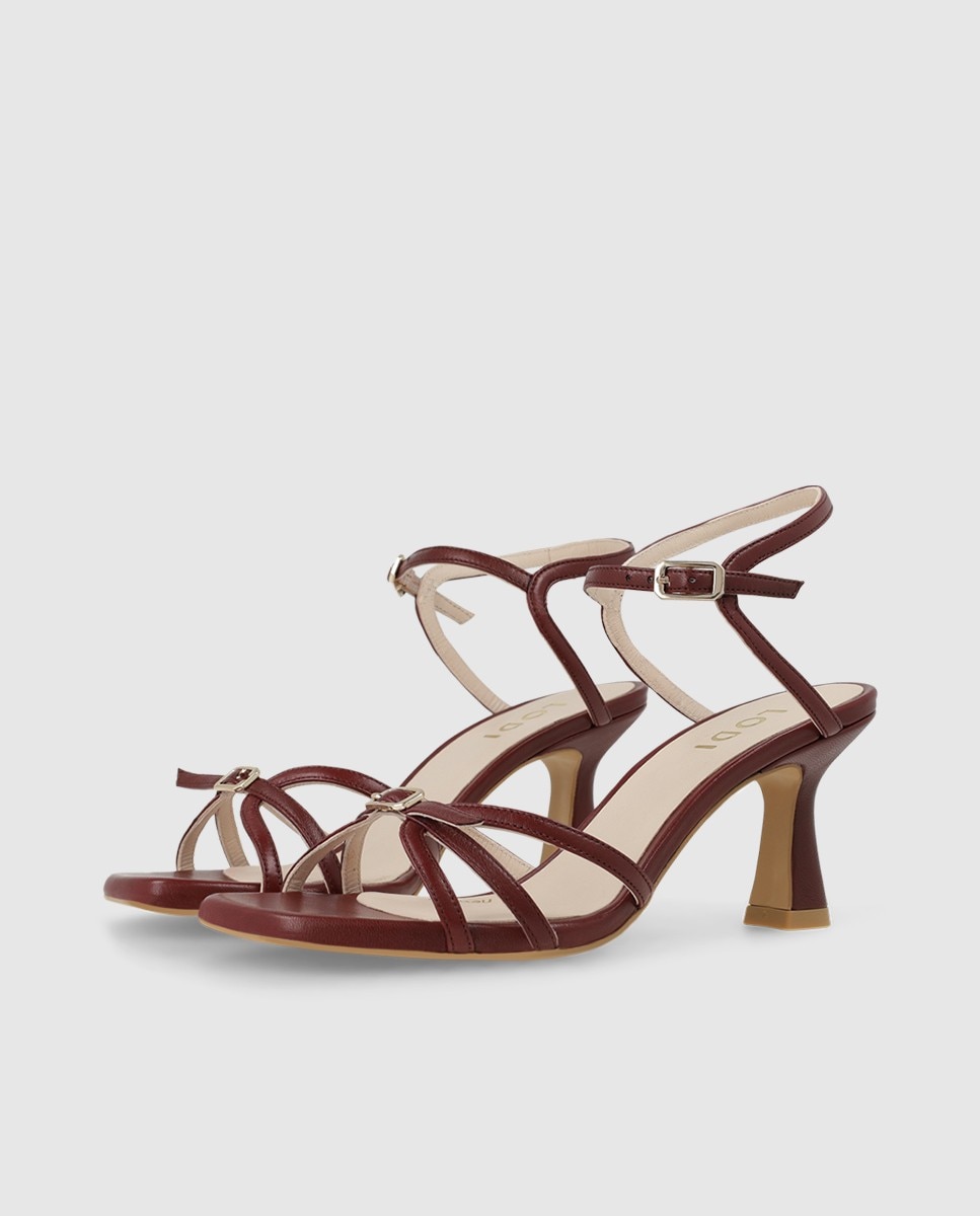 Sandalias de mujer en piel con tacón - Lodi - Burdeos Burdeos-3