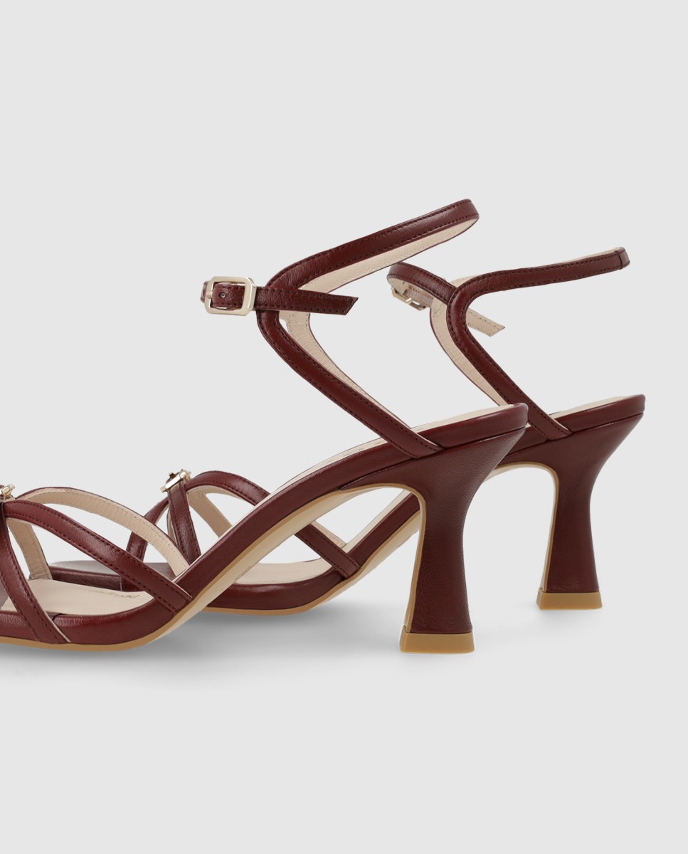 Sandalias de mujer en piel con tacón - Lodi - Burdeos Burdeos-2