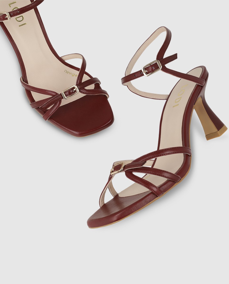 Sandalias de mujer en piel con tacón - Lodi - Burdeos Burdeos-4