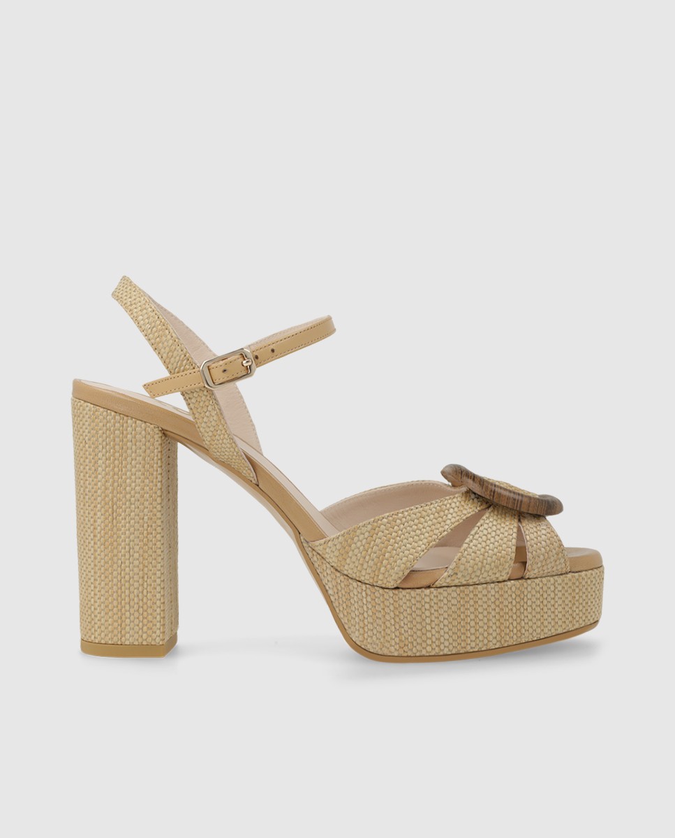 Sandalias de mujer con plataforma efecto rafia - Lodi - Beige Beige-1