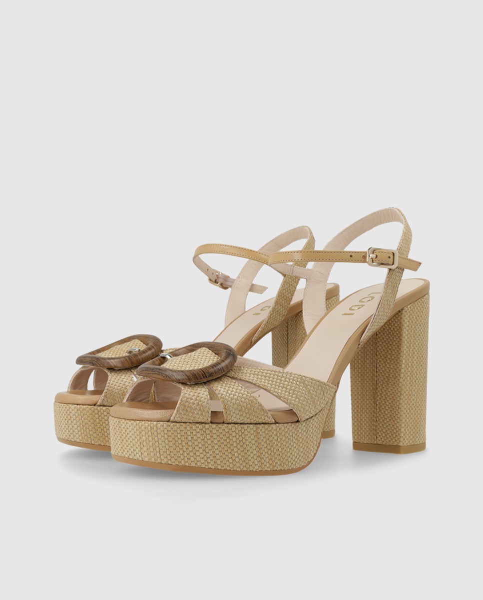 Sandalias de mujer con plataforma efecto rafia - Lodi - Beige Beige-3