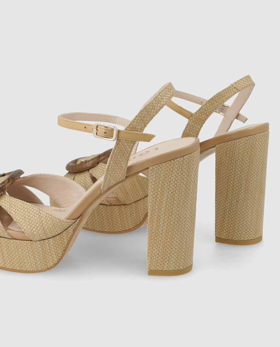 Sandalias de mujer con plataforma efecto rafia - Lodi - Beige Beige-2