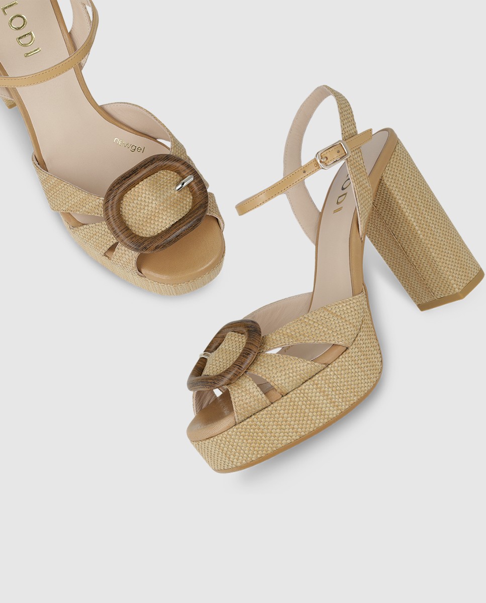 Sandalias de mujer con plataforma efecto rafia - Lodi - Beige Beige-4