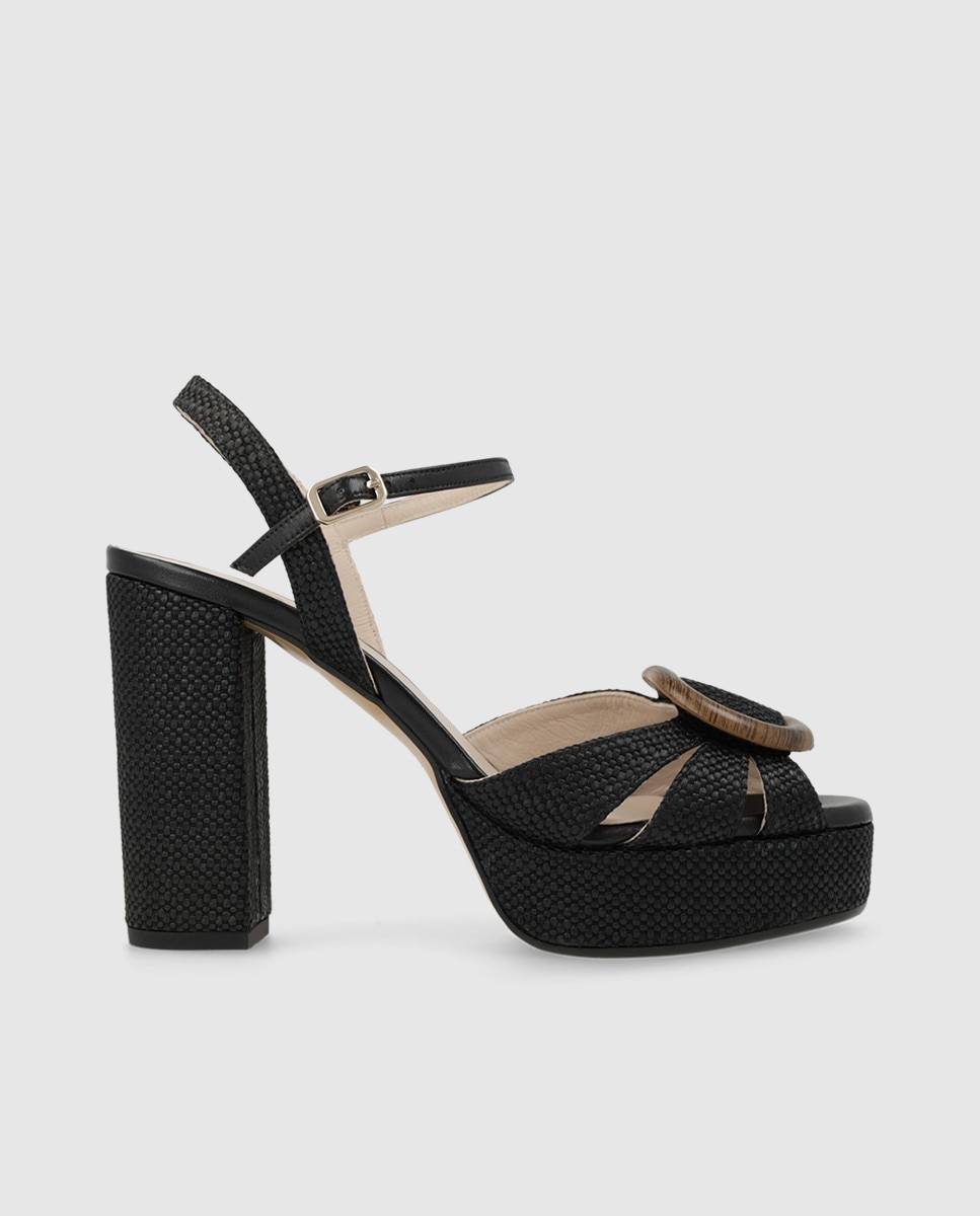 Sandalias de mujer con plataforma efecto rafia - Lodi - Negro Negro-1