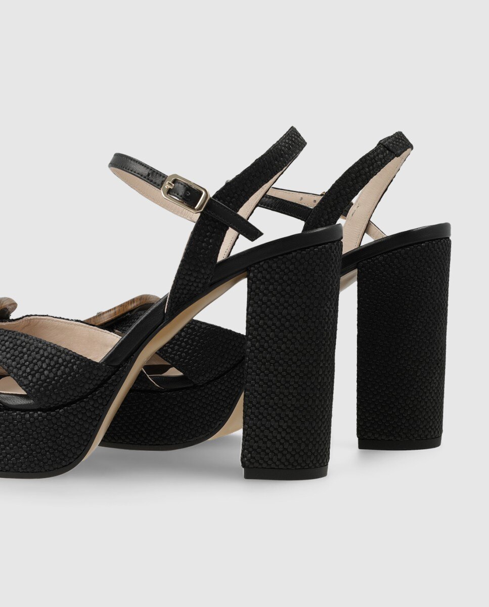 Sandalias de mujer con plataforma efecto rafia - Lodi - Negro Negro-2