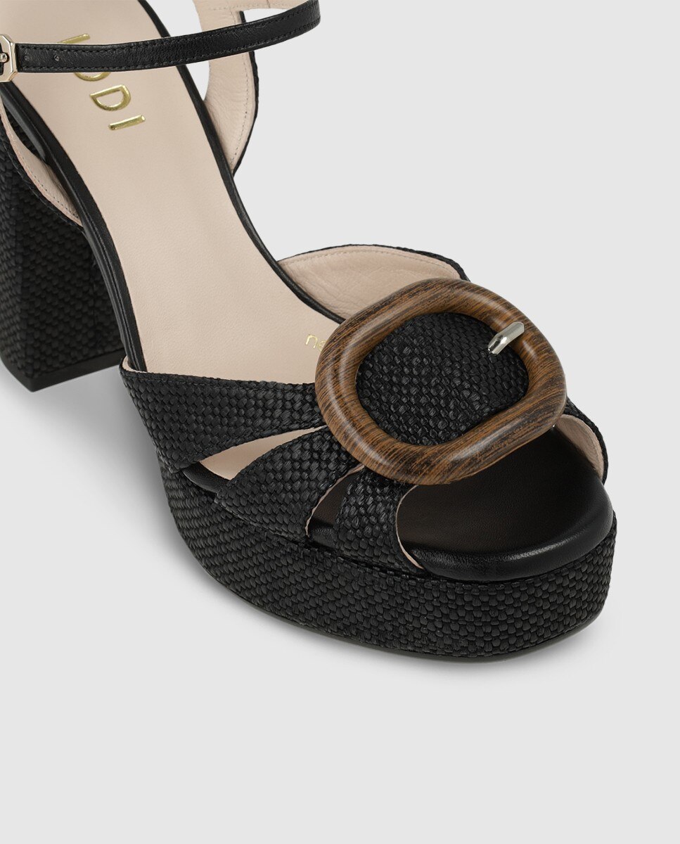 Sandalias de mujer con plataforma efecto rafia - Lodi - Negro Negro-4