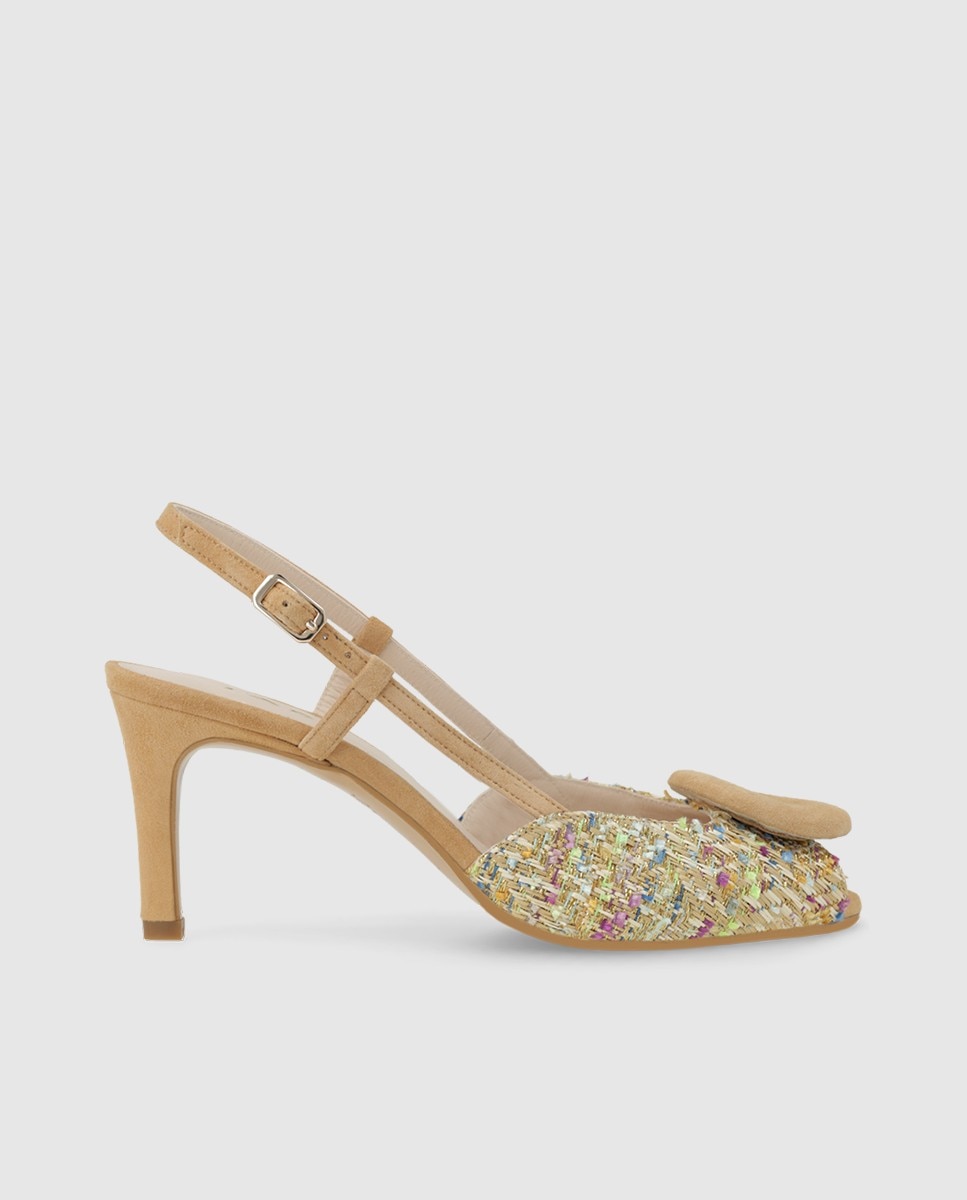 Sandalias de mujer en ante y tejido multicolor - Lodi - Marrón Marrón-1