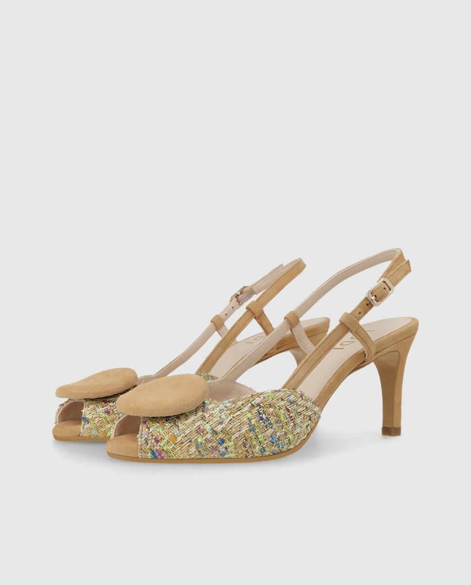 Sandalias de mujer en ante y tejido multicolor - Lodi - Marrón Marrón-3