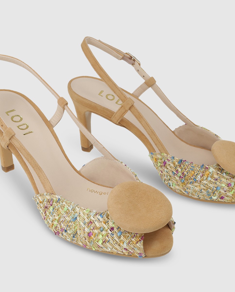 Sandalias de mujer en ante y tejido multicolor - Lodi - Marrón Marrón-4