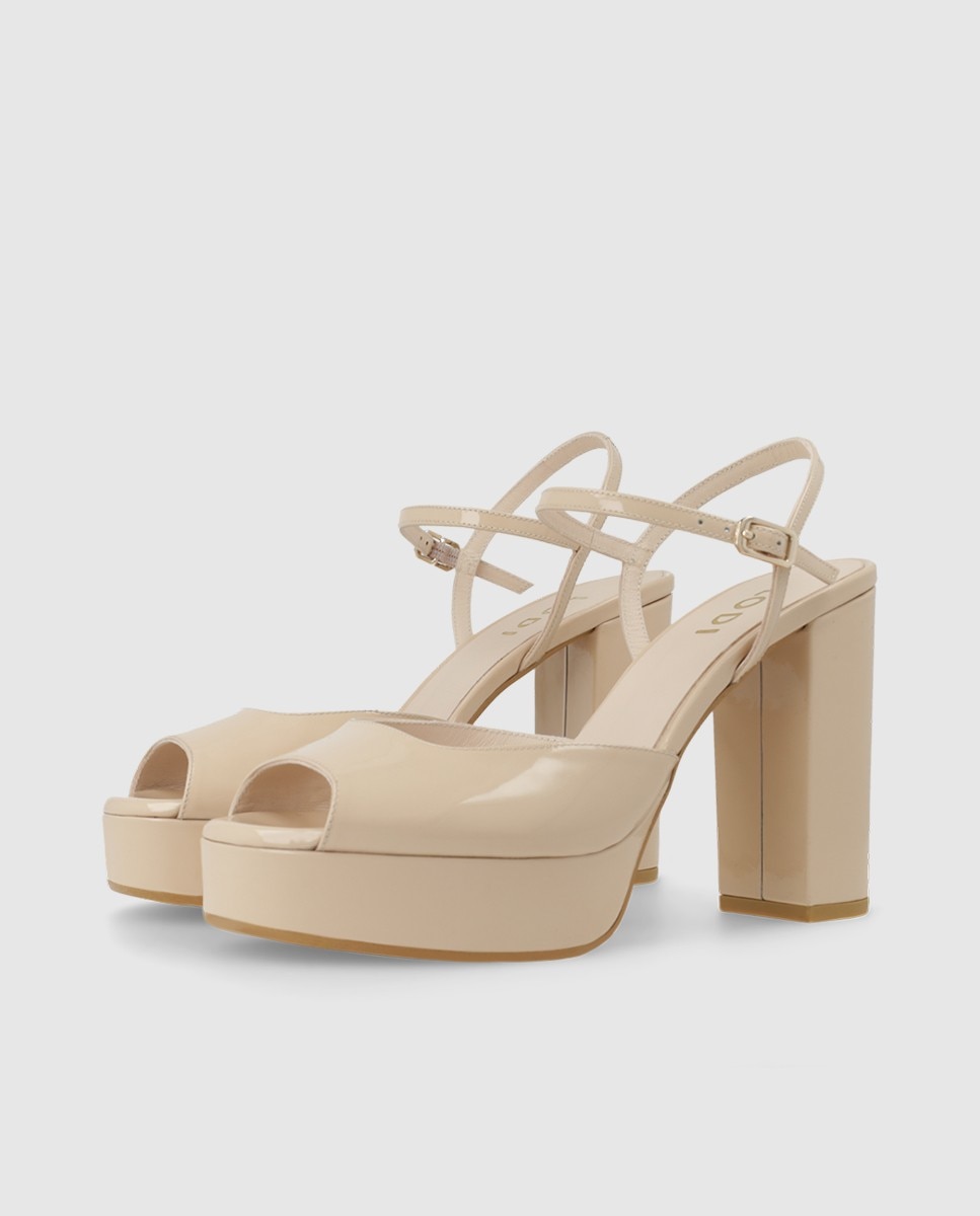 Sandalias de mujer con plataforma en charol - Lodi - Nude Nude-3