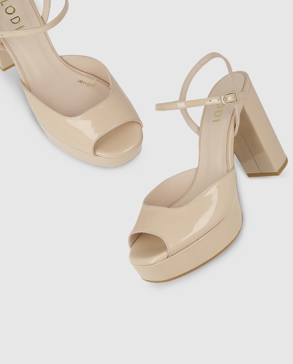 Sandalias de mujer con plataforma en charol - Lodi - Nude Nude-4
