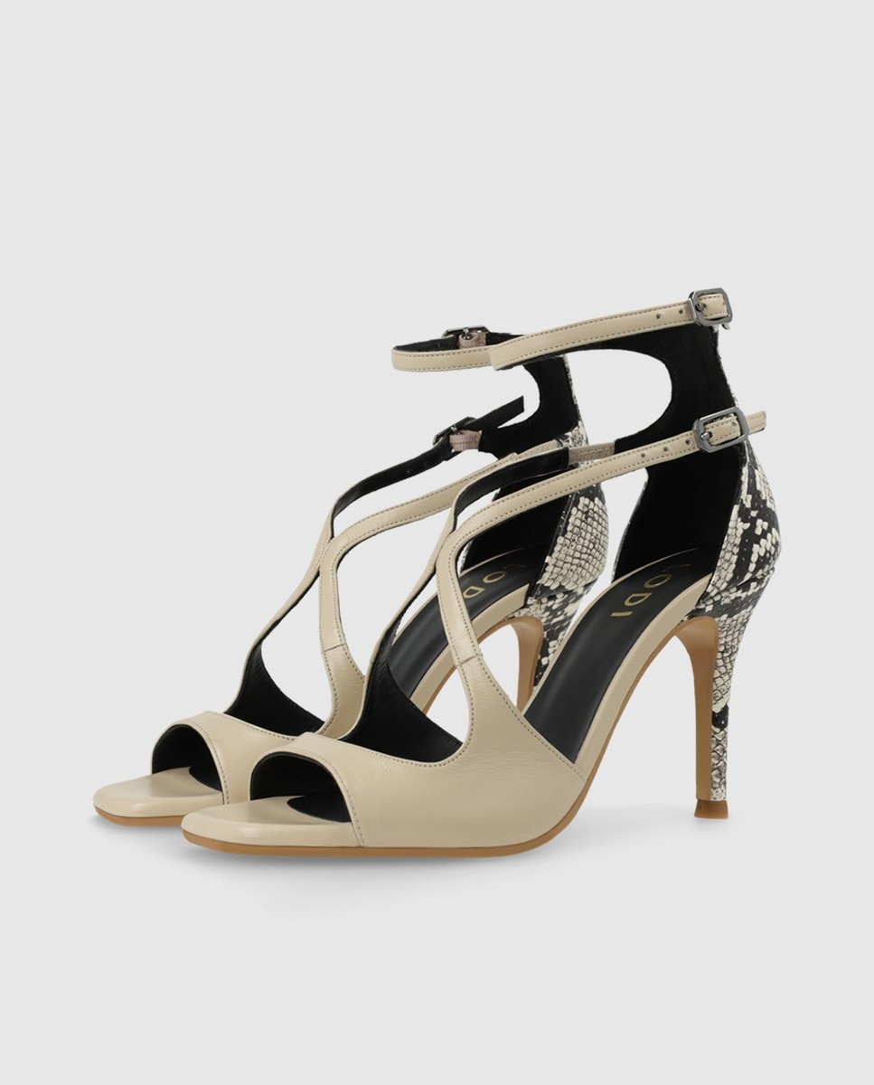 Sandalias de mujer en piel efecto animal print - Lodi - Beige Beige-3