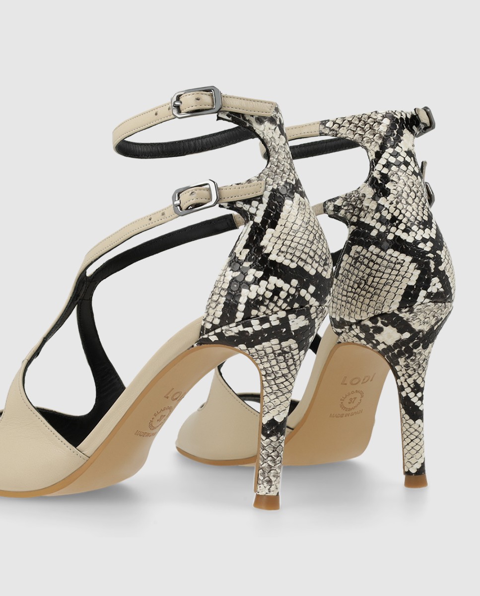 Sandalias de mujer en piel efecto animal print - Lodi - Beige Beige-2
