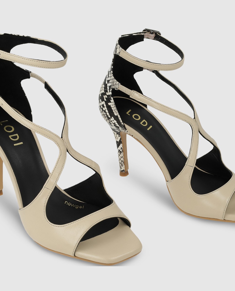 Sandalias de mujer en piel efecto animal print - Lodi - Beige Beige-4