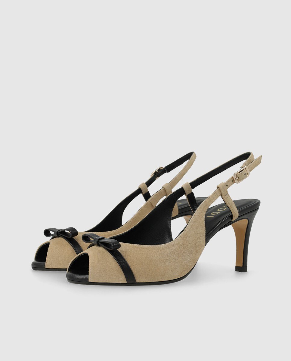 Sandalias de mujer en ante con mini lazo - Lodi - Beige Beige-3