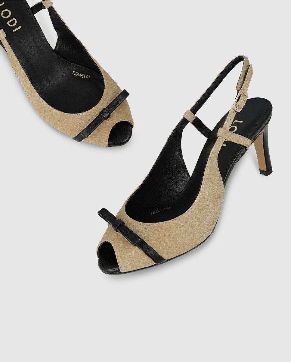 Sandalias de mujer en ante con mini lazo - Lodi - Beige Beige-4