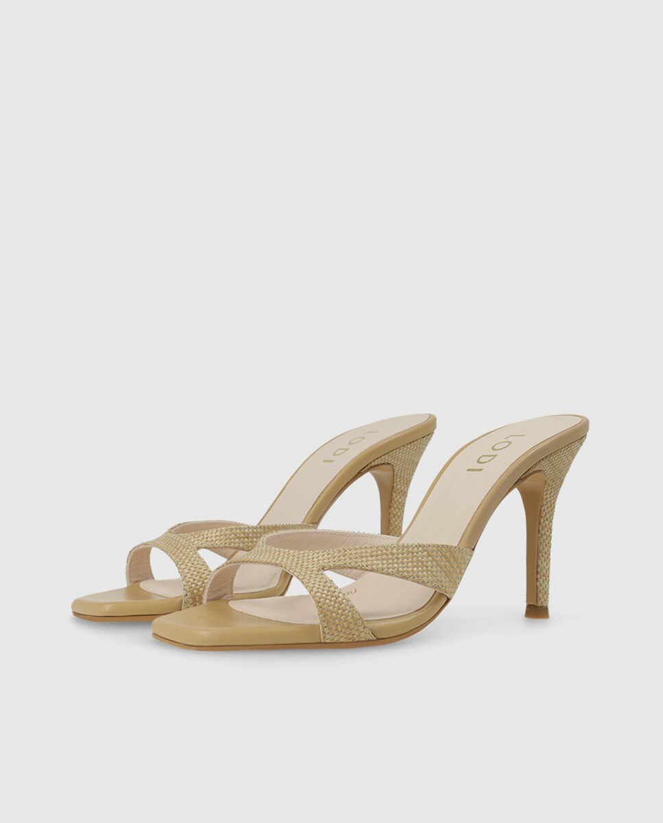 Sandalias de mujer tipo mule en tejido efecto rafia - Lodi - Beige Beige-3