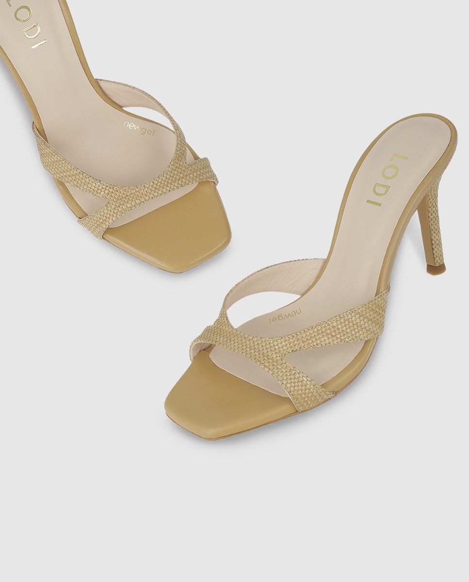 Sandalias de mujer tipo mule en tejido efecto rafia - Lodi - Beige Beige-4