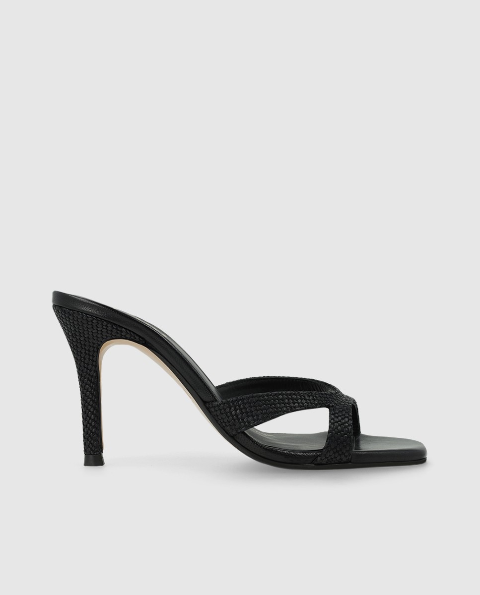 Sandalias de mujer tipo mule en tejido efecto rafia - Lodi - Negro Negro-1
