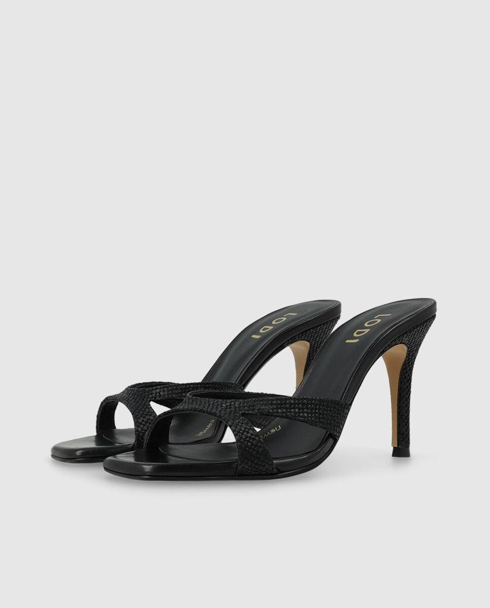 Sandalias de mujer tipo mule en tejido efecto rafia - Lodi - Negro Negro-3