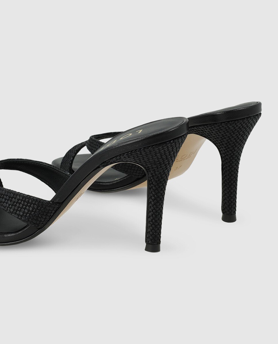 Sandalias de mujer tipo mule en tejido efecto rafia - Lodi - Negro Negro-2