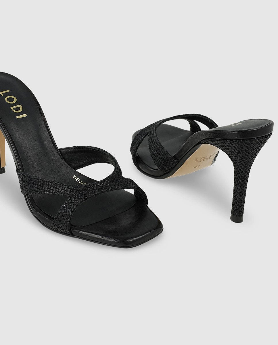 Sandalias de mujer tipo mule en tejido efecto rafia - Lodi - Negro Negro-4