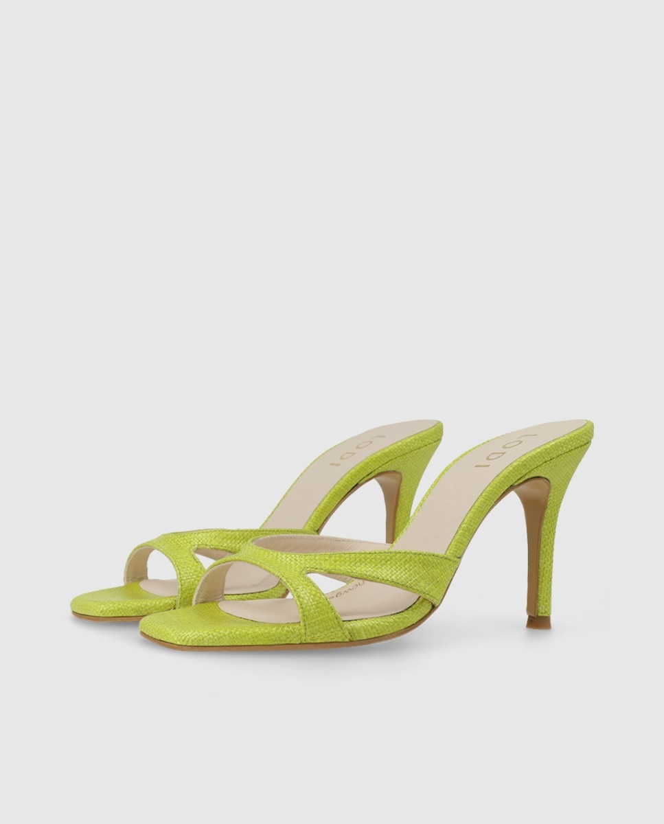 Sandalias de mujer tipo mule en tejido efecto rafia - Lodi - Verde Verde-3