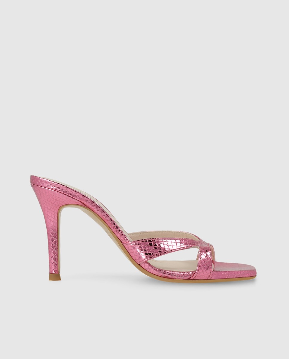 Sandalias de mujer tipo mule en piel metalizada - Lodi - Rosa Rosa-1