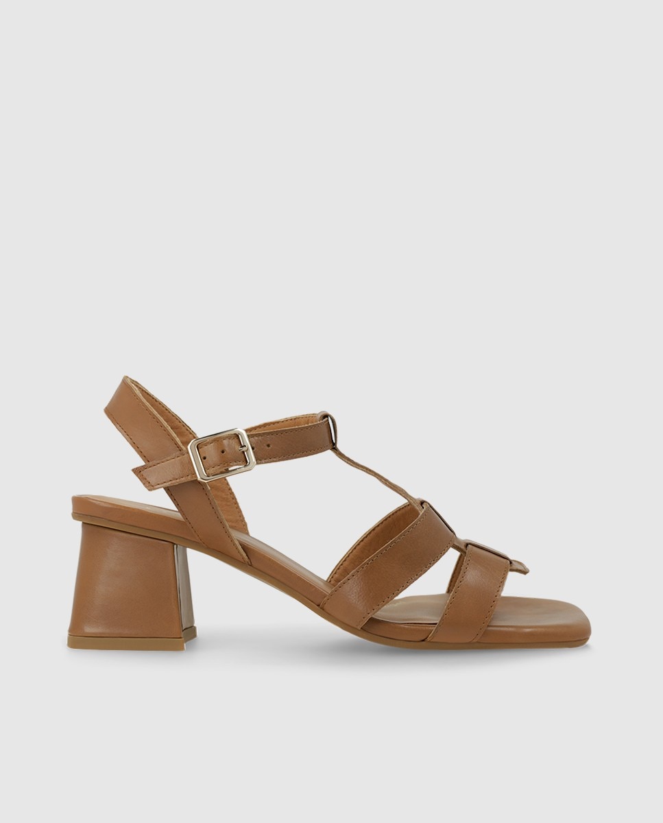 Sandalias de mujer en piel con tacón - Lodi - Marrón Marrón-1