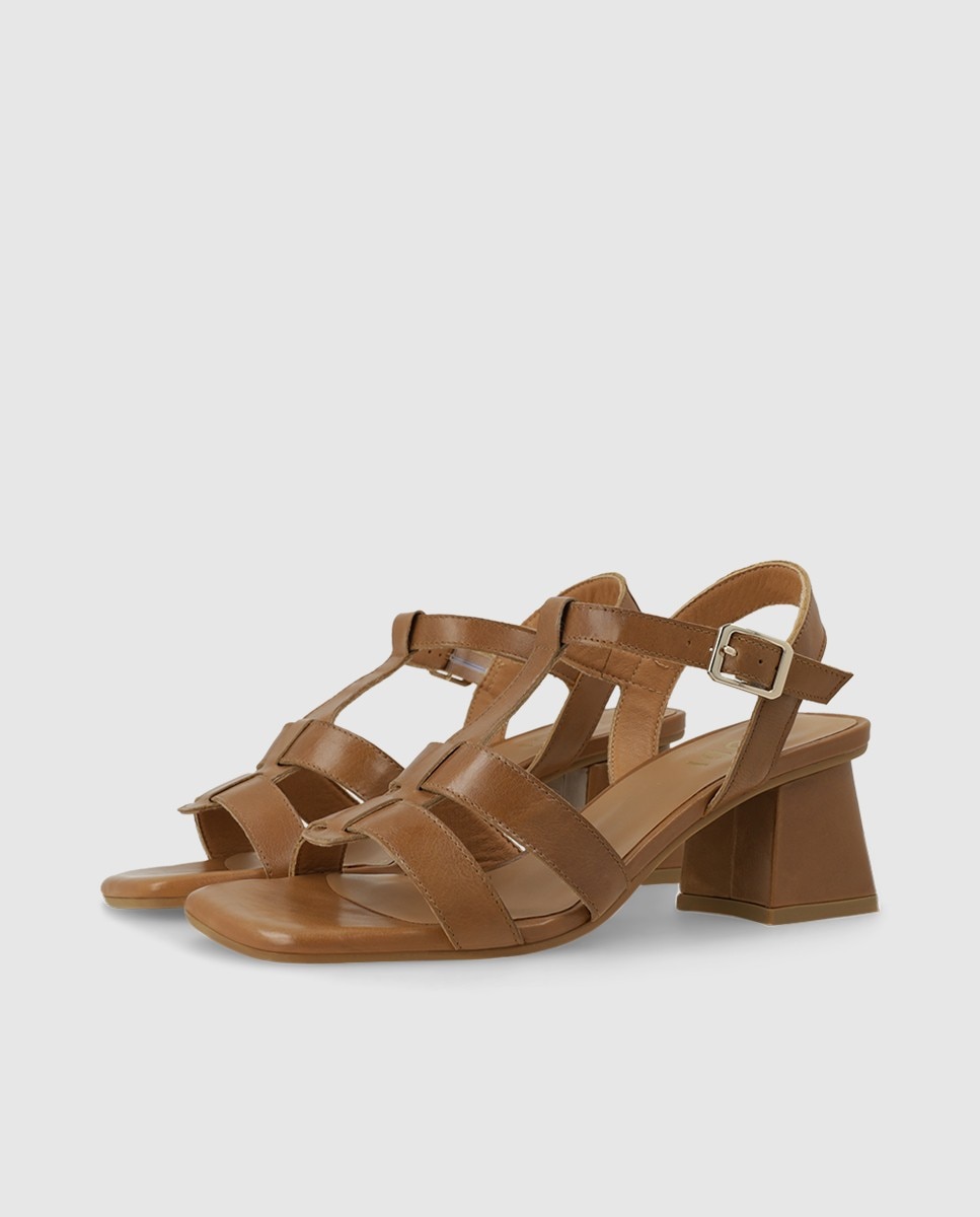 Sandalias de mujer en piel con tacón - Lodi - Marrón Marrón-3