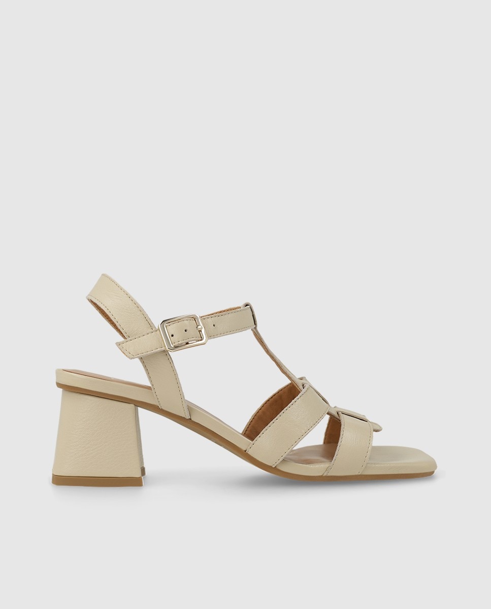 Sandalias de mujer en piel con tacón - Lodi - Beige Beige-1