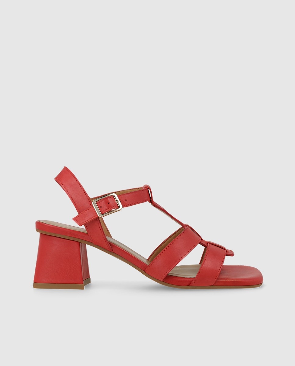 Sandalias de mujer en piel con tacón - Lodi - Rojo Rojo-1