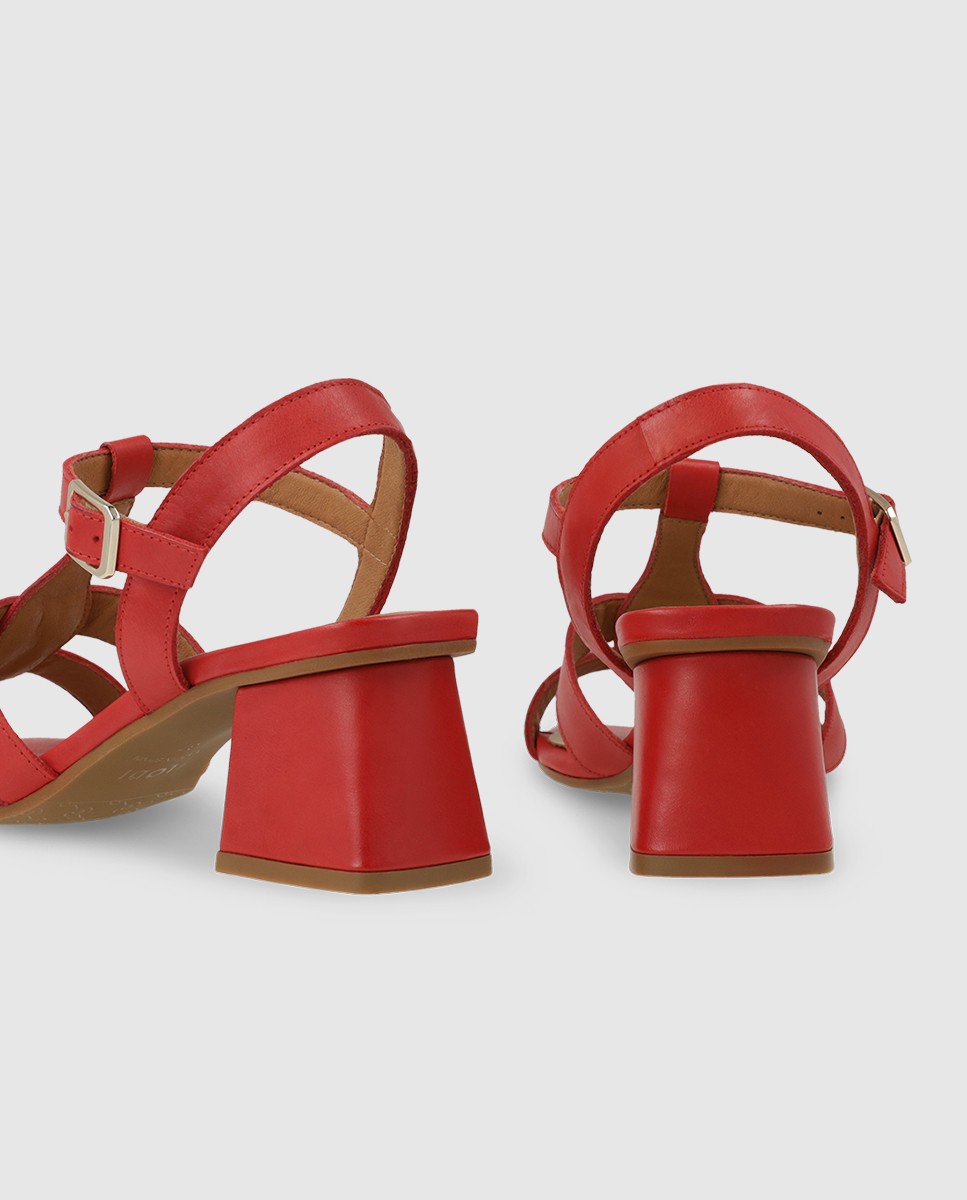 Sandalias de mujer en piel con tacón - Lodi - Rojo Rojo-2