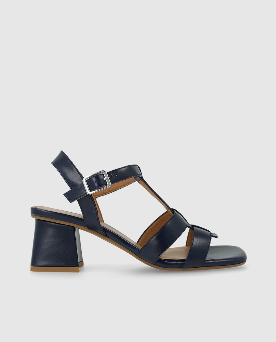 Sandalias de mujer en piel con tacón - Lodi - Azul Azul-1