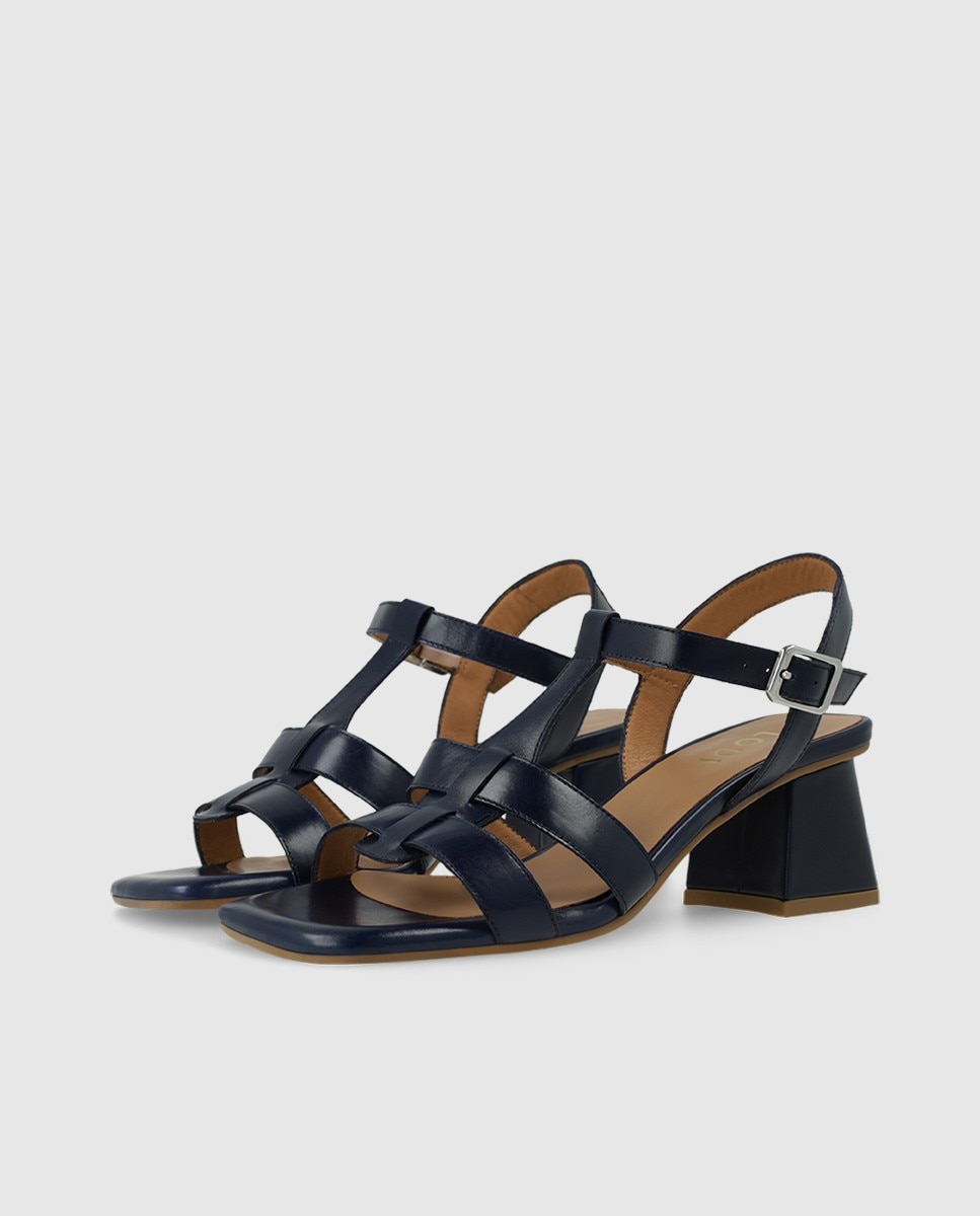 Sandalias de mujer en piel con tacón - Lodi - Azul Azul-3
