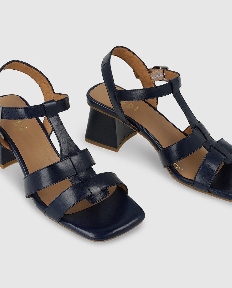 Sandalias de mujer en piel con tacón - Lodi - Azul Azul-4