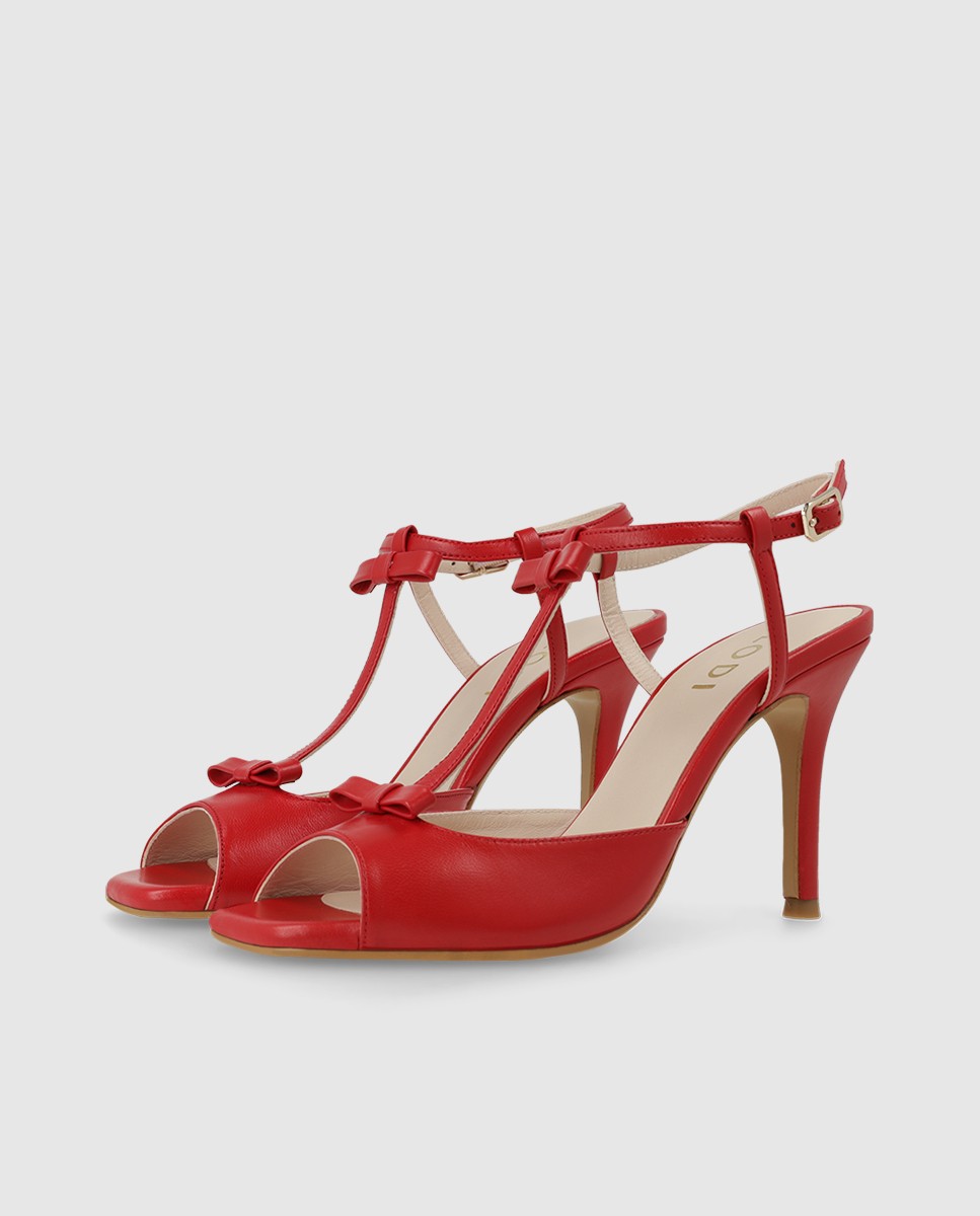 Sandalias negras mujer en piel| Elegante LODI - Rojo Rojo-3