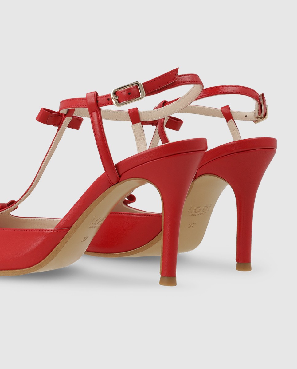 Sandalias negras mujer en piel| Elegante LODI - Rojo Rojo-2