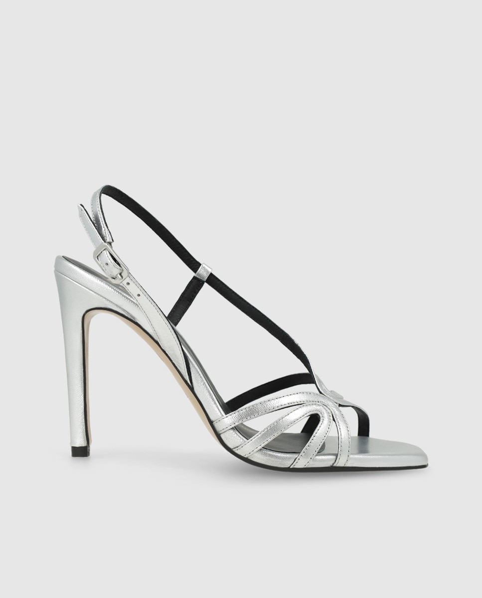 Sandalias de mujer en piel metalizada con tiras - Lodi - Plata Plata-1